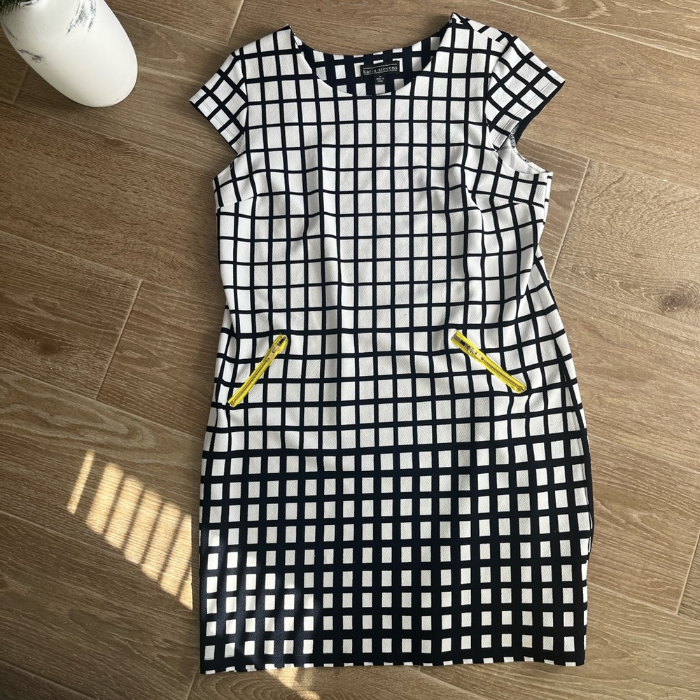 Navy and white business dress